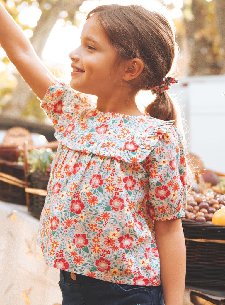 Blouse écrue à fleurs