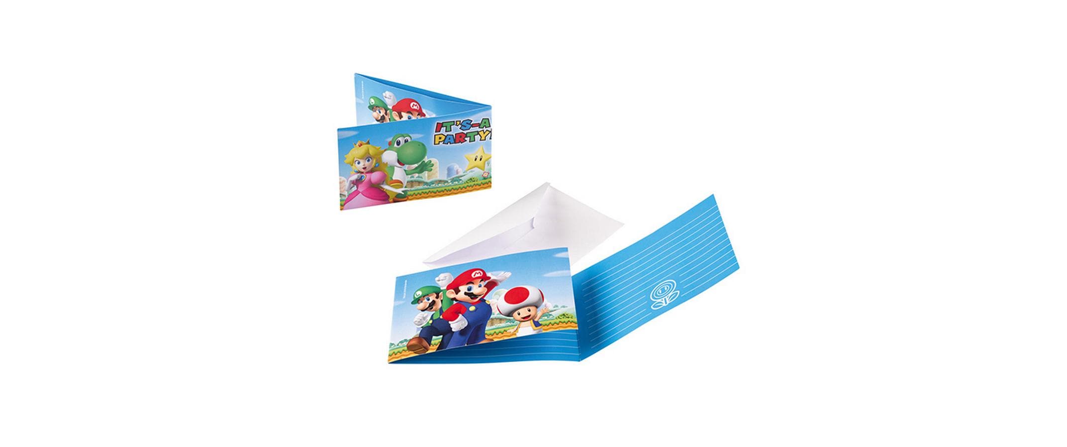 Einladungskarte Super Mario 8 StückEinladungen zum Kindergeburtstag oder eine Mottoparty