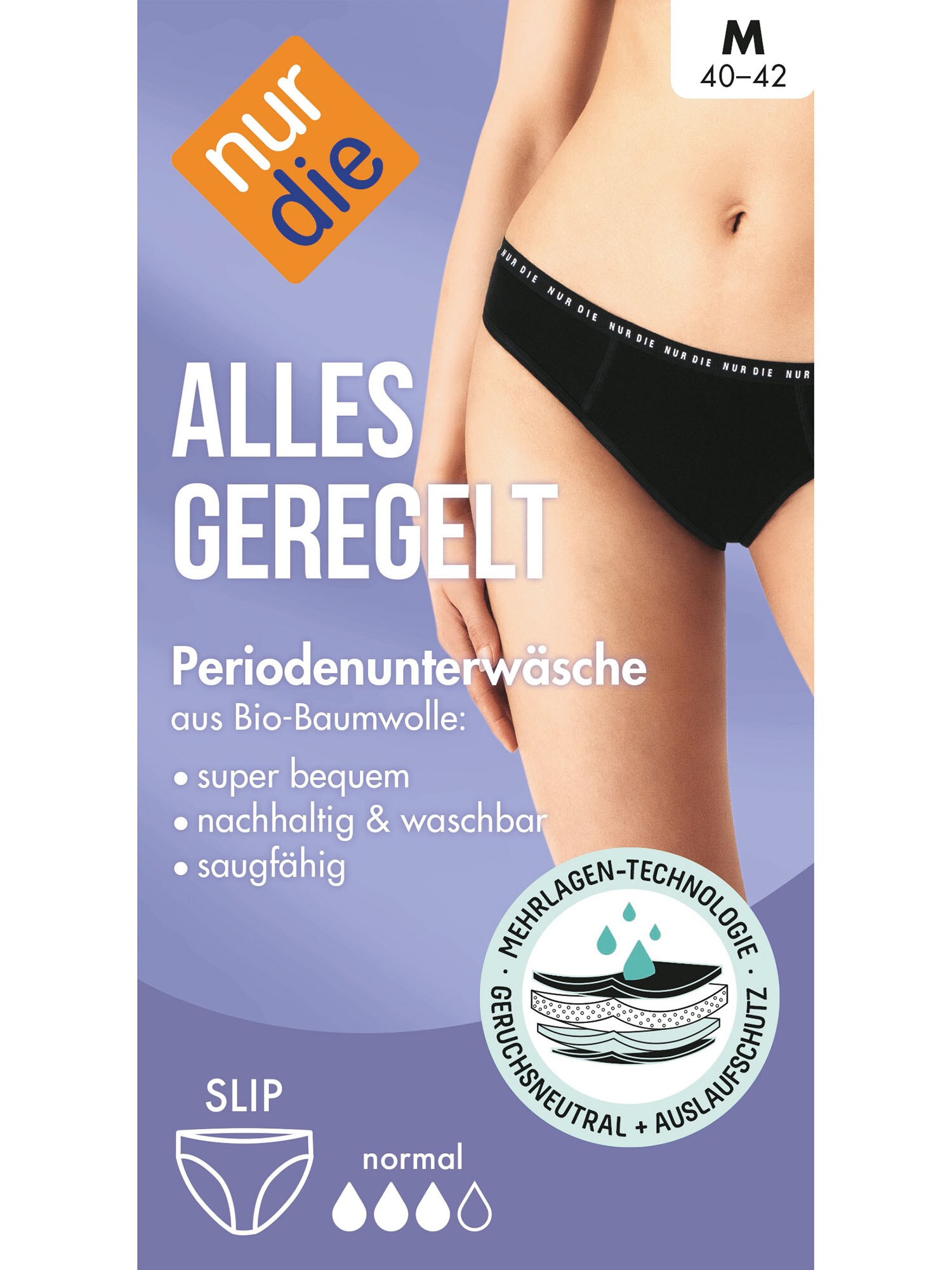 NUR DIE Damen Periodenunterwäsche Alles Geregelt Slip normal 2er Pack