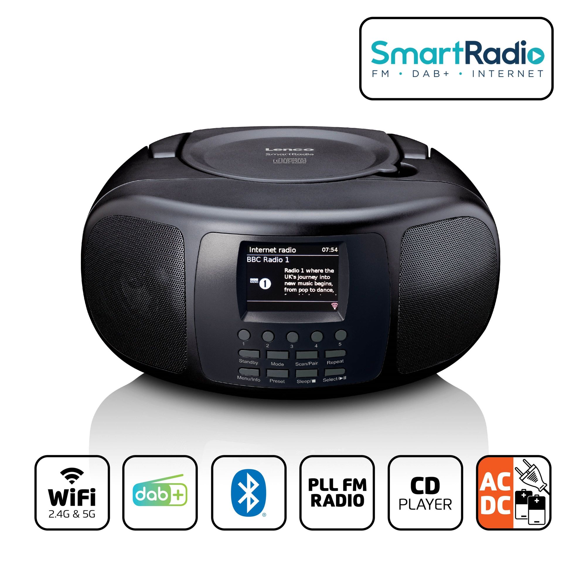 Lenco SCD-6000BK Draagbare internet radio met Bluetooth