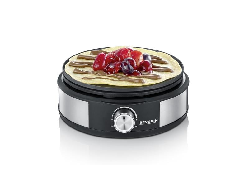 Severin Fondue-Set All-in-One 11 Teile, Schwarz/Silber Fondue mit zusätzlicher Crepesplatte