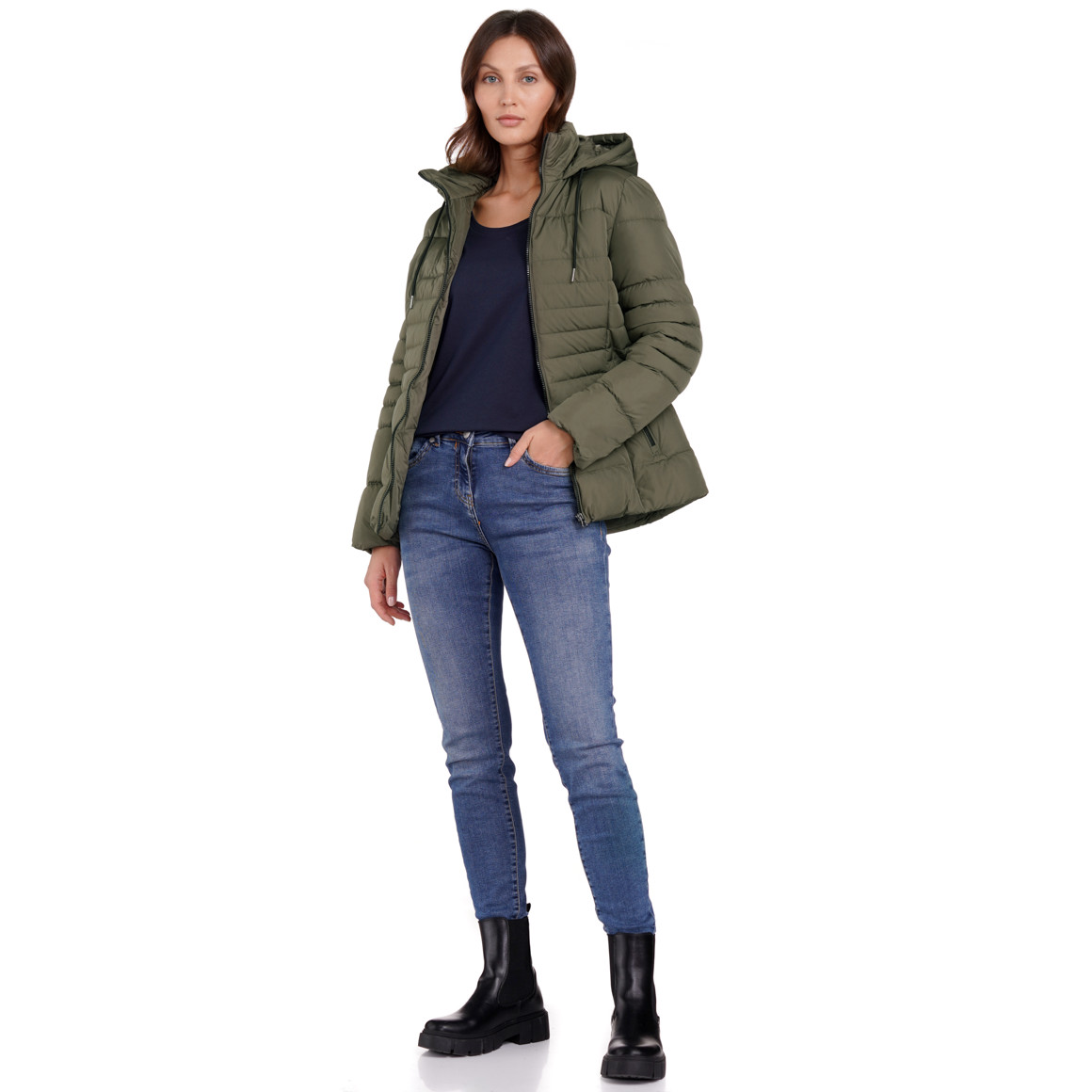 Gina Benotti Damen Steppjacke mit Kapuze oliv