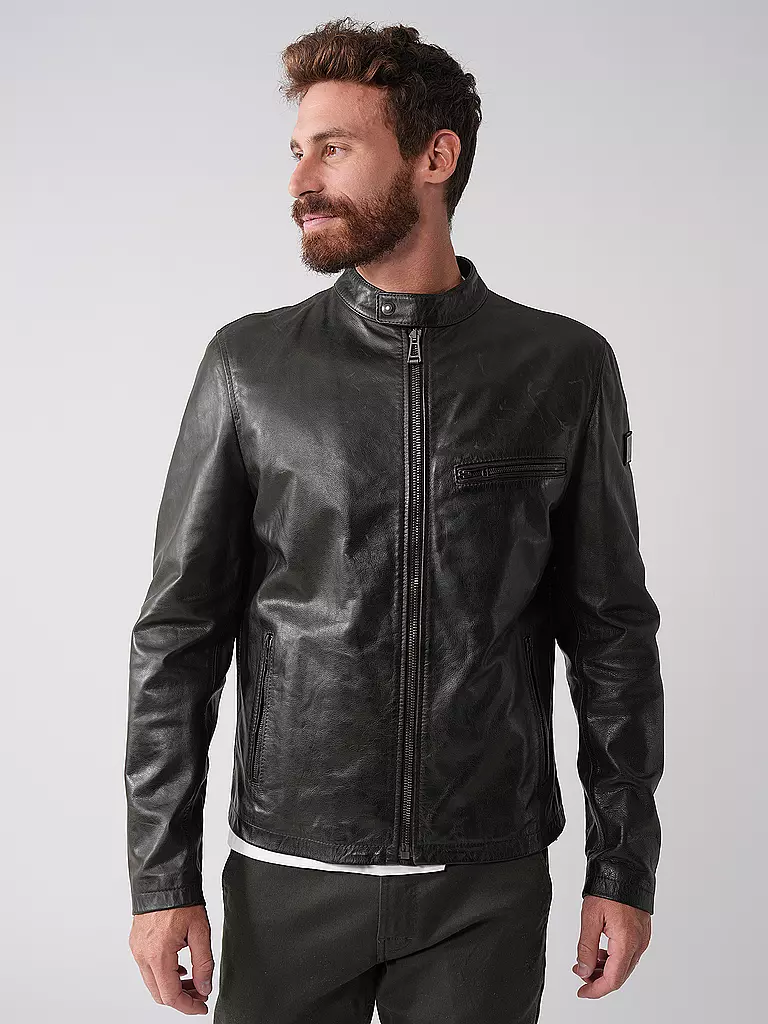 BELSTAFF Lederjacke LEGACY PEARSON dunkelgrün
