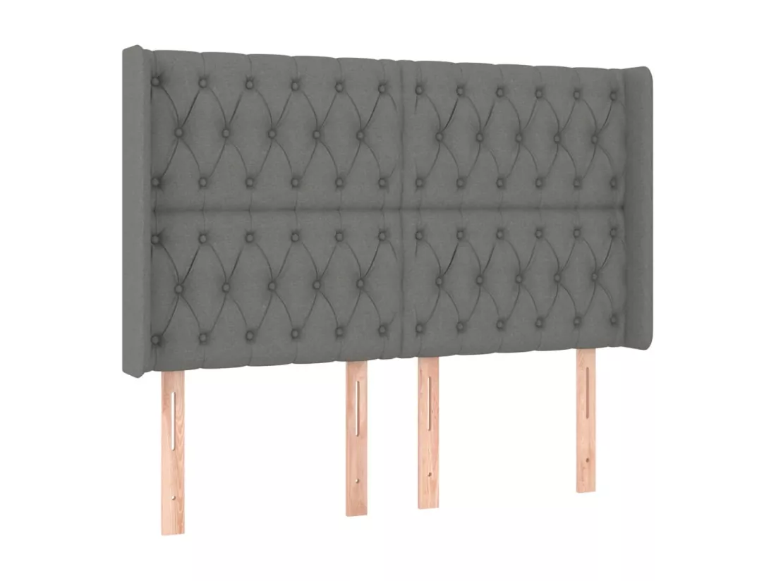 Sommier tapissier et matelas et LED Gris foncé 140x190 cm Tissu