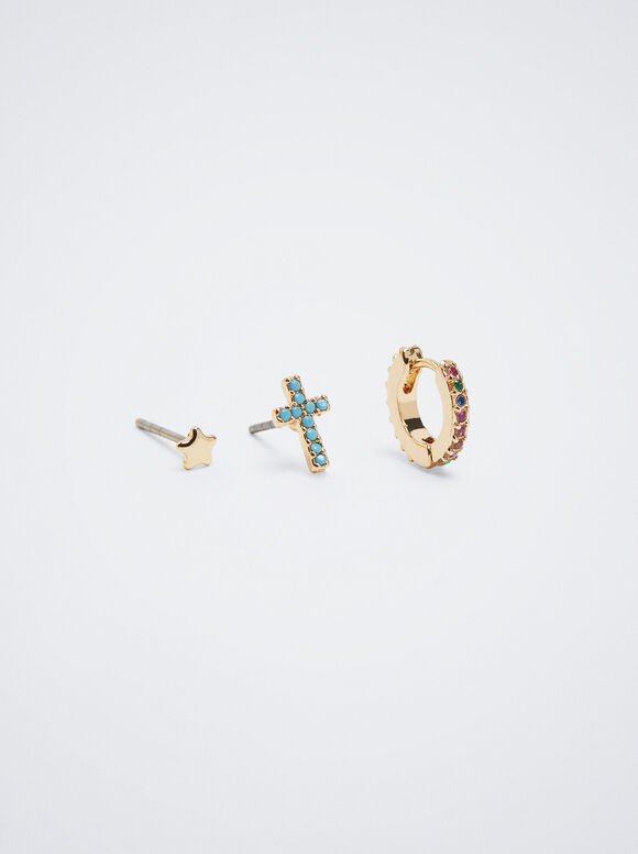 Conjunto de Anéis com Berloques e Zircônias - Multicor