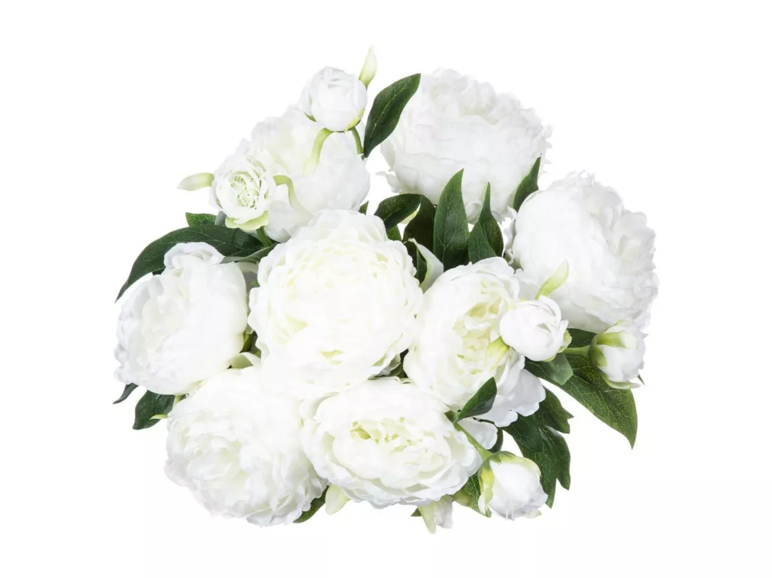 Bouquet de Fleurs artificielles 13 Pivoines Blanches D. 29 x H. 50 cm