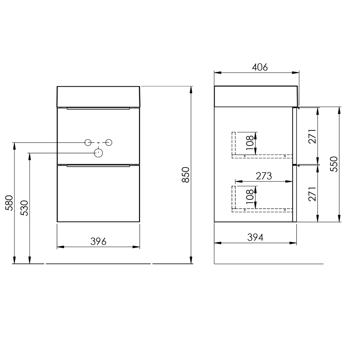 Sapho Emona Compact wastafelmeubel 55cm wit glans met witte wastafel