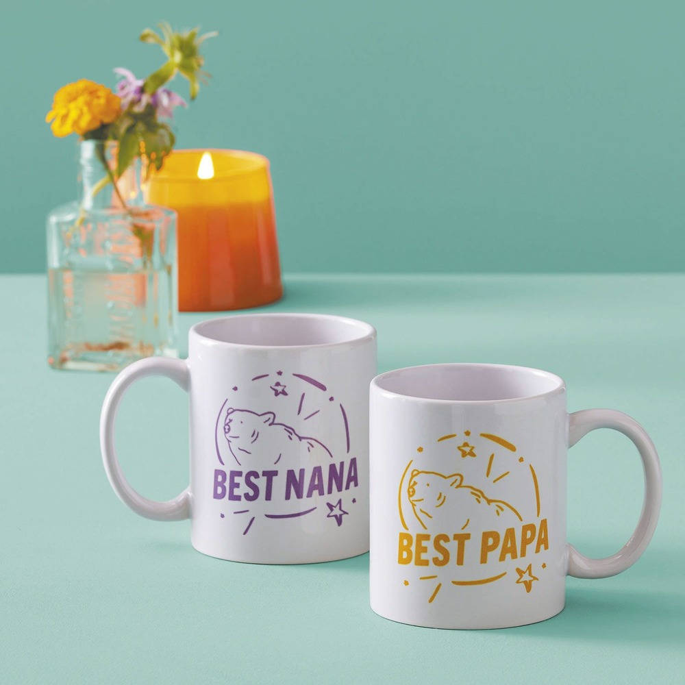4 feuilles de transfert pour mug press - violet + gris