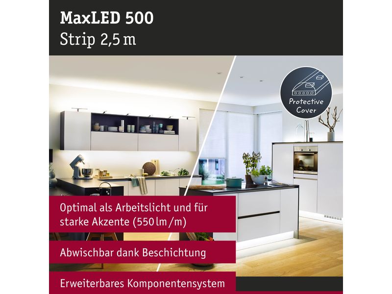 Paulmann LED-Stripe MaxLED 500 Tunable White, 2.5 m Erweite Beschichteter LED-Streifen mit variabler Farbtemperatur, kürzbar