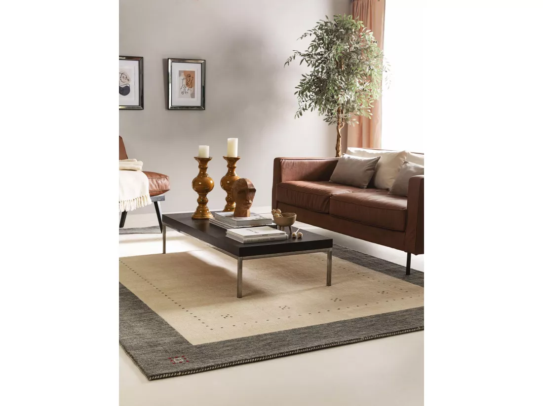 Tapis de laine Jamal Beige/Gris 80x150 cm