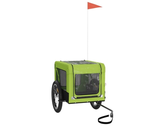 VIDAXL - Remorque de vélo pour chien vert et noir tissu oxford et fer