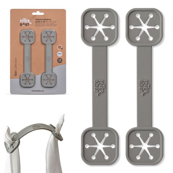 Interbaby Presilha para Babetes 2 Unidades de Silicone Cinza Petrola