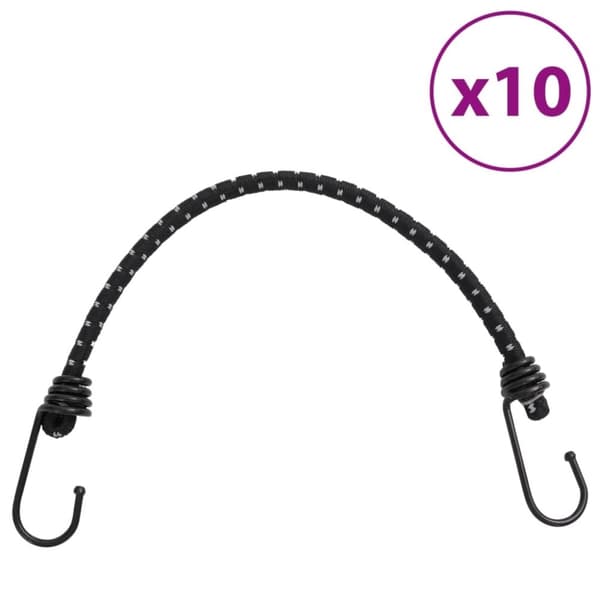 vidaXL Strikksnorer med refleksstrimler og kroker 10 stk 46 cm