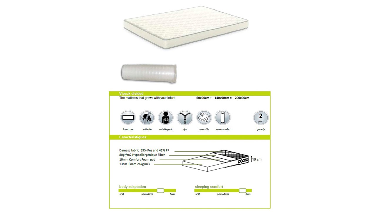 Meegroeibed Jumper met matras 140+60 cm wit