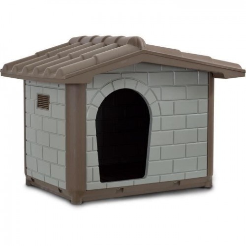 Casinha de cachorro Ciao Bimbi Classic Eco tamanho médio, feita de plástico cinza.