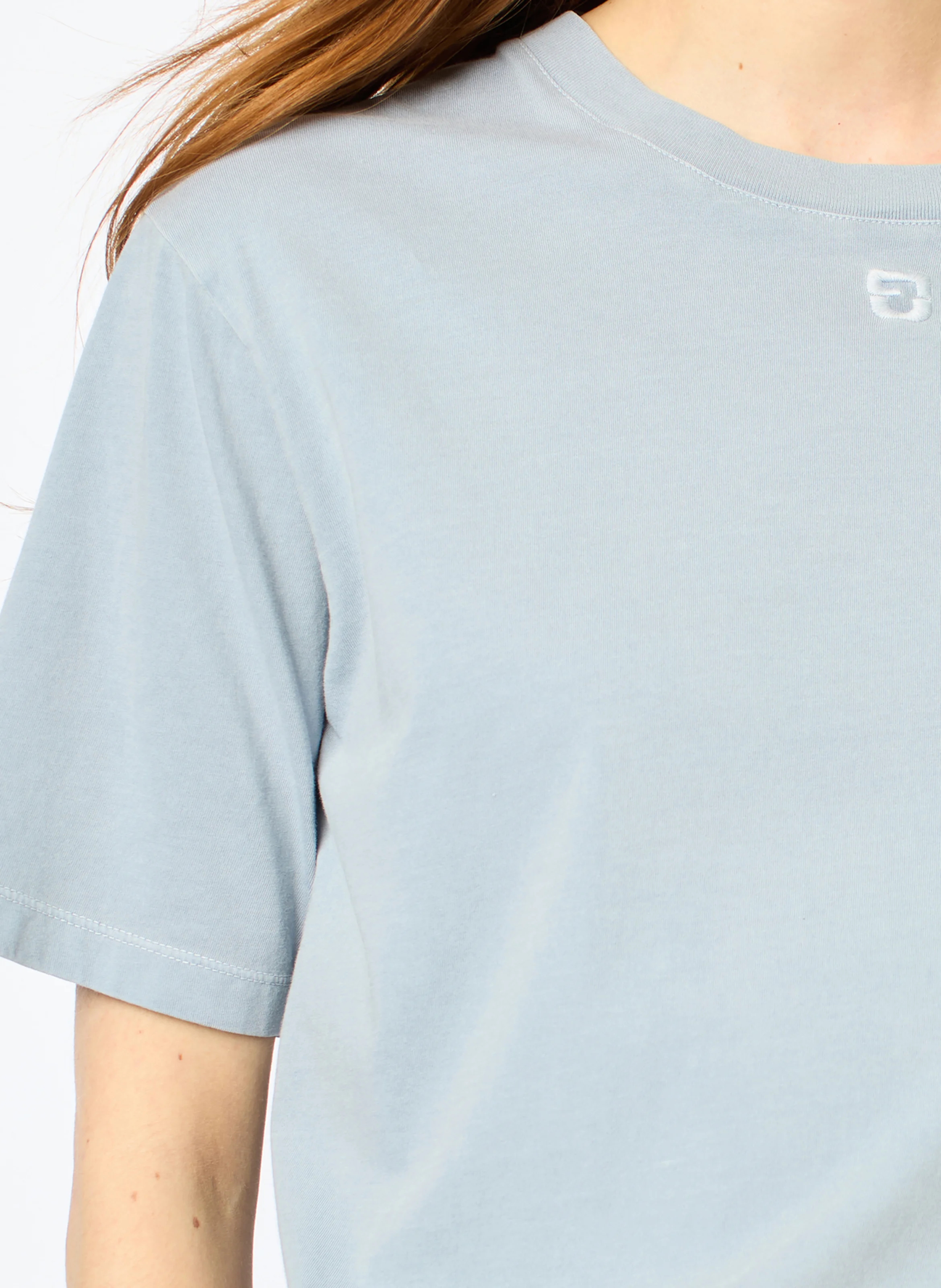 AZEMIA - Tee-shirt col rond droit en coton | Bleu