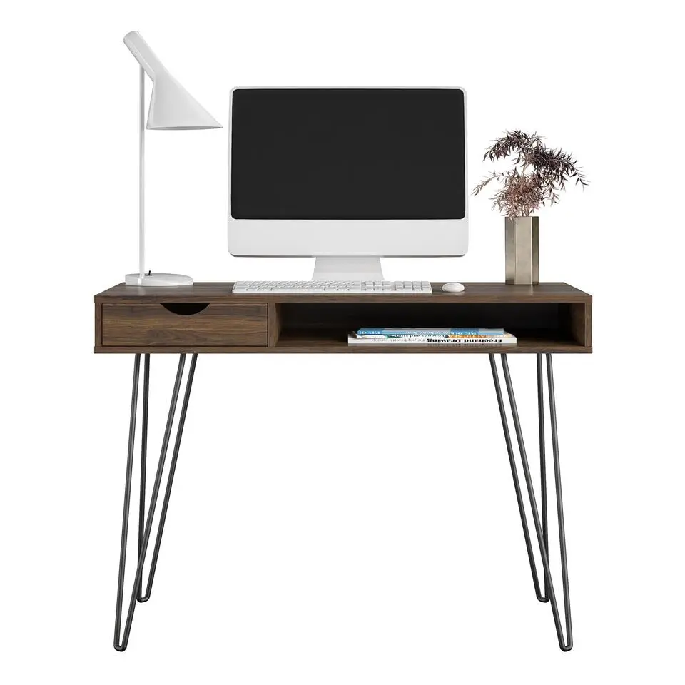Concord - Bureau met 1 lade in walnoot spaanplaat