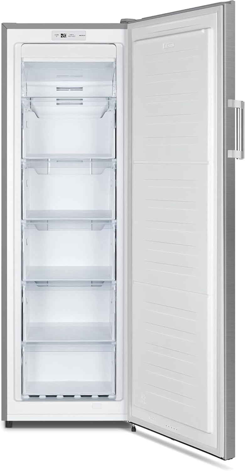 PKM Gefrierschrank GS212NFEIX | INOX | silbern | 194 Liter | Fast-Freeze | No Frost | Breite 56 cm | 5 Schubladen | 1 Gefrierklappe | Türanschlag wechselbar