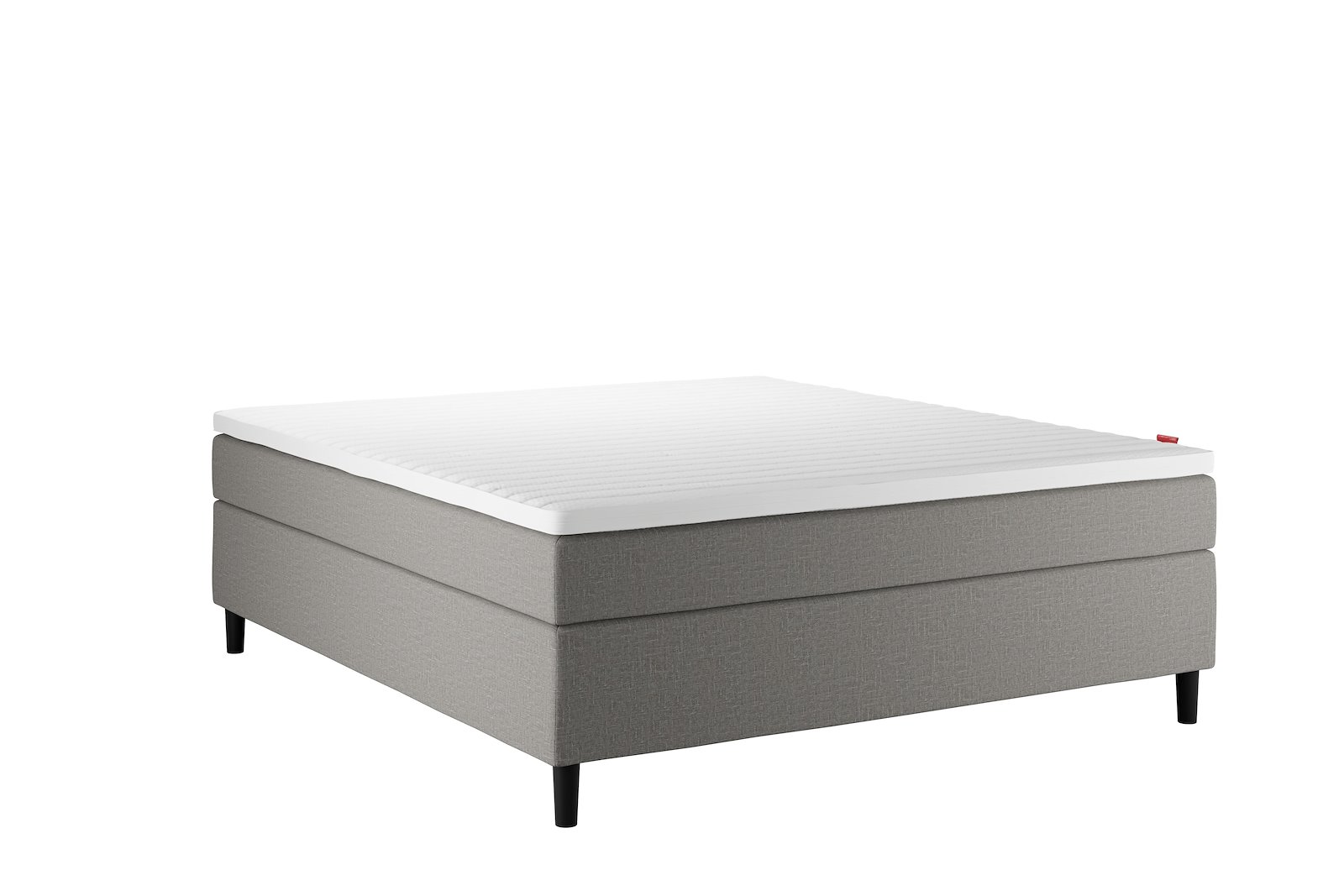 Sensitive 200 Kontinental 210x210 cm Tekstil Taupe 70 Fast/Fast m/Premium hyperflex overmadrass og Round black ben 13cm, gavl selges separate.
