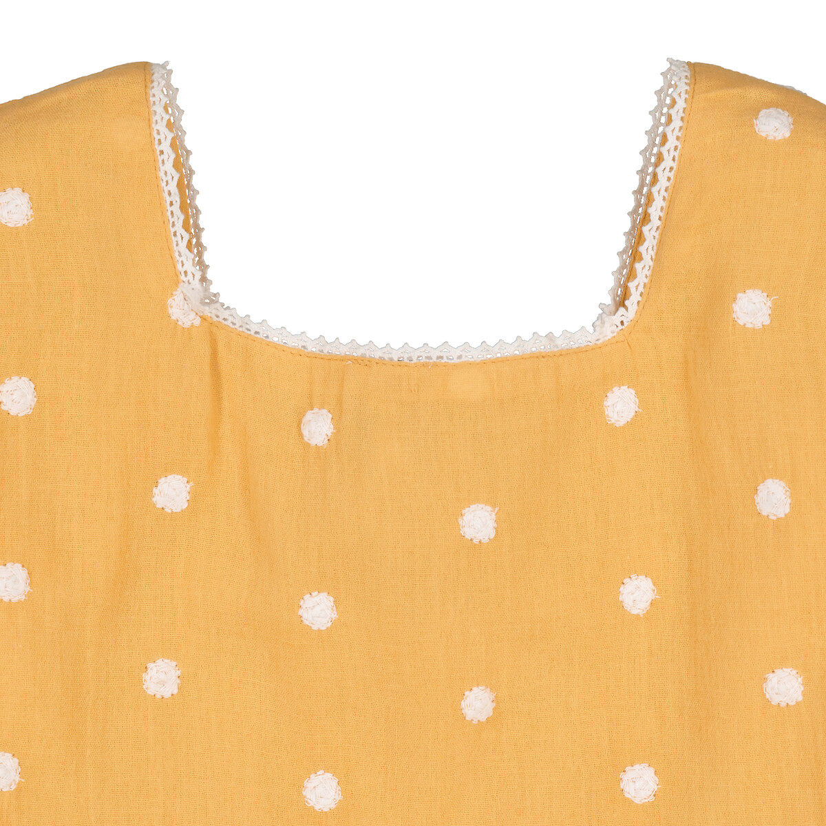 COLEÇÃO LA REDOUTE<br>Vestido curto com bolinhas bordadas