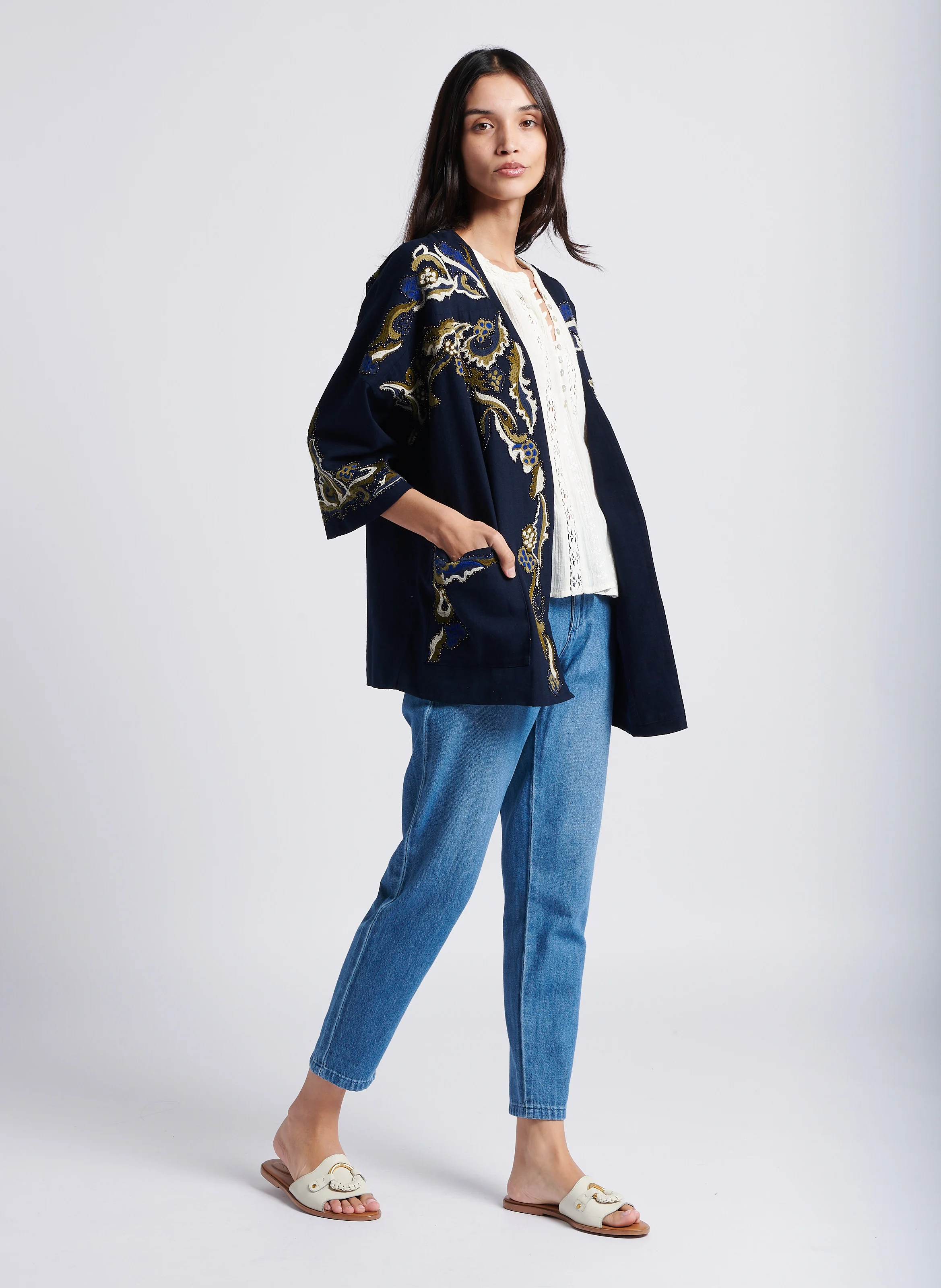 SABIL - Jean droit en coton | Bleu