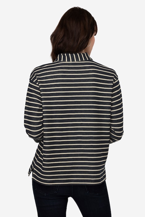 Sweatshirt, Ringel, Polokragen, Langarm
