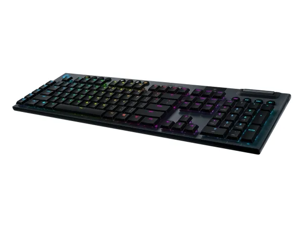 Logitech G915 LIGHTSPEED Wireless RGB Mechanical Gaming Keyboard - GL Tactile - Tastatur - bagbelyst - trådløs - Bluetooth, 2.4 GHz - Nordisk - tastkontakt: GL Tactile - sort