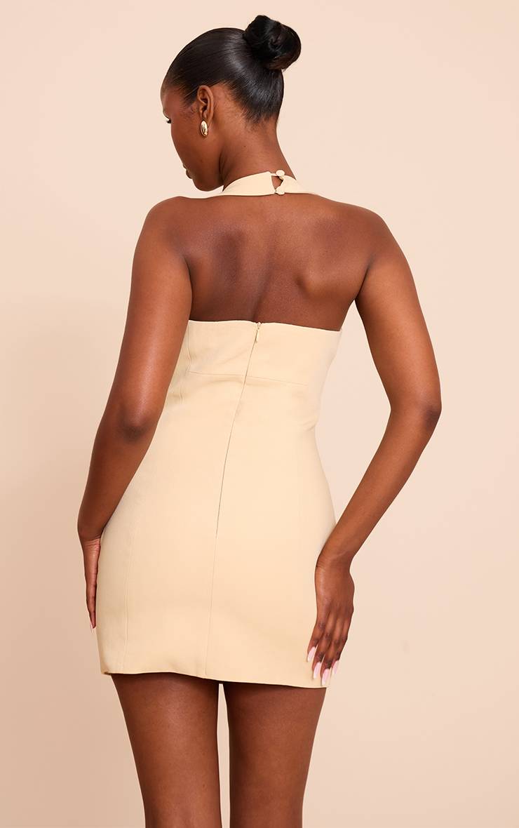 Amande Robe Courte Tissée À Col Licou Avec Détails Boutonnés