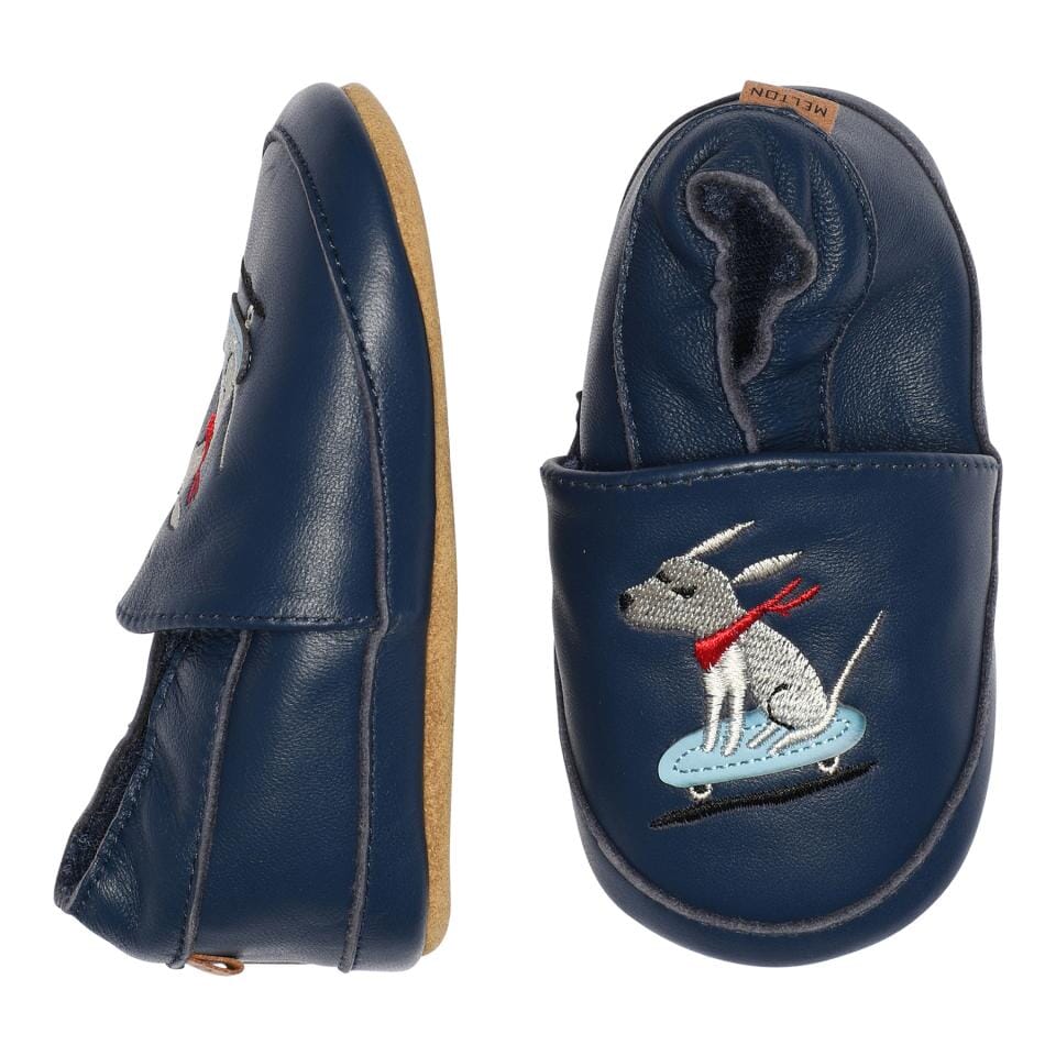 Skater Dog Leather Slippers navy academy - MP - Rumpetroll