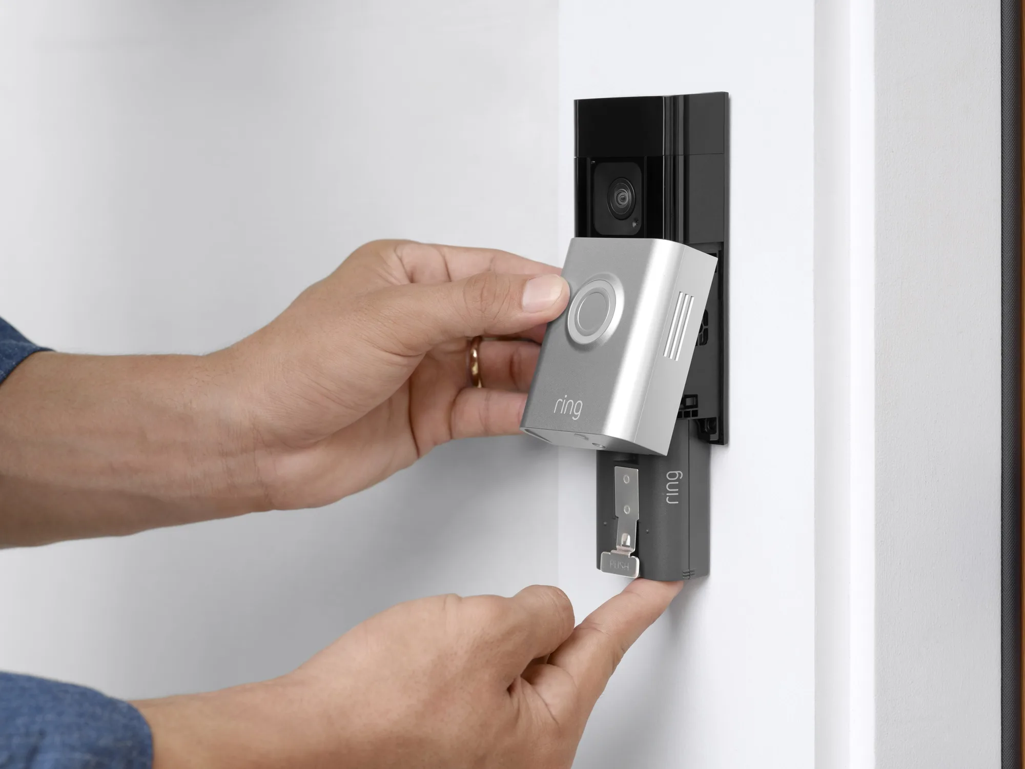 Ring Battery Video Doorbell Plus Nickel Satiné Sonnette connectée