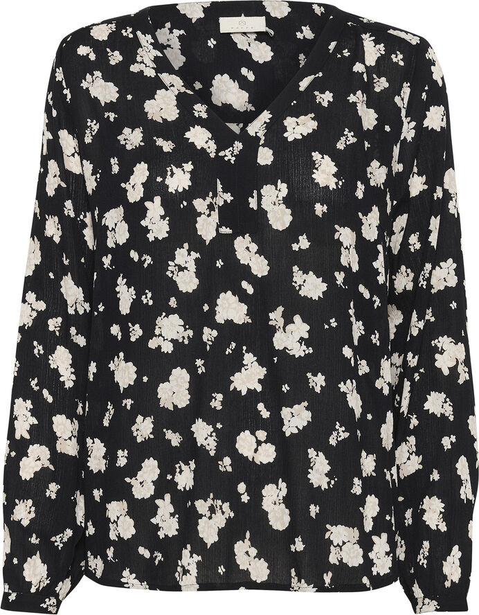 Kaffe KAamber Blouse LS Printed Black/white flower print