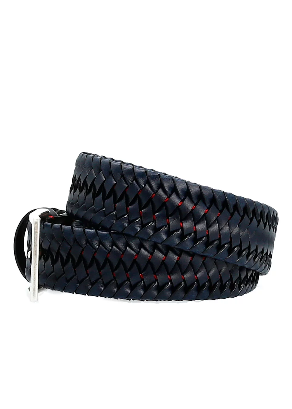CEINTURE LEOPOLD CUIR TRESSE MARINE