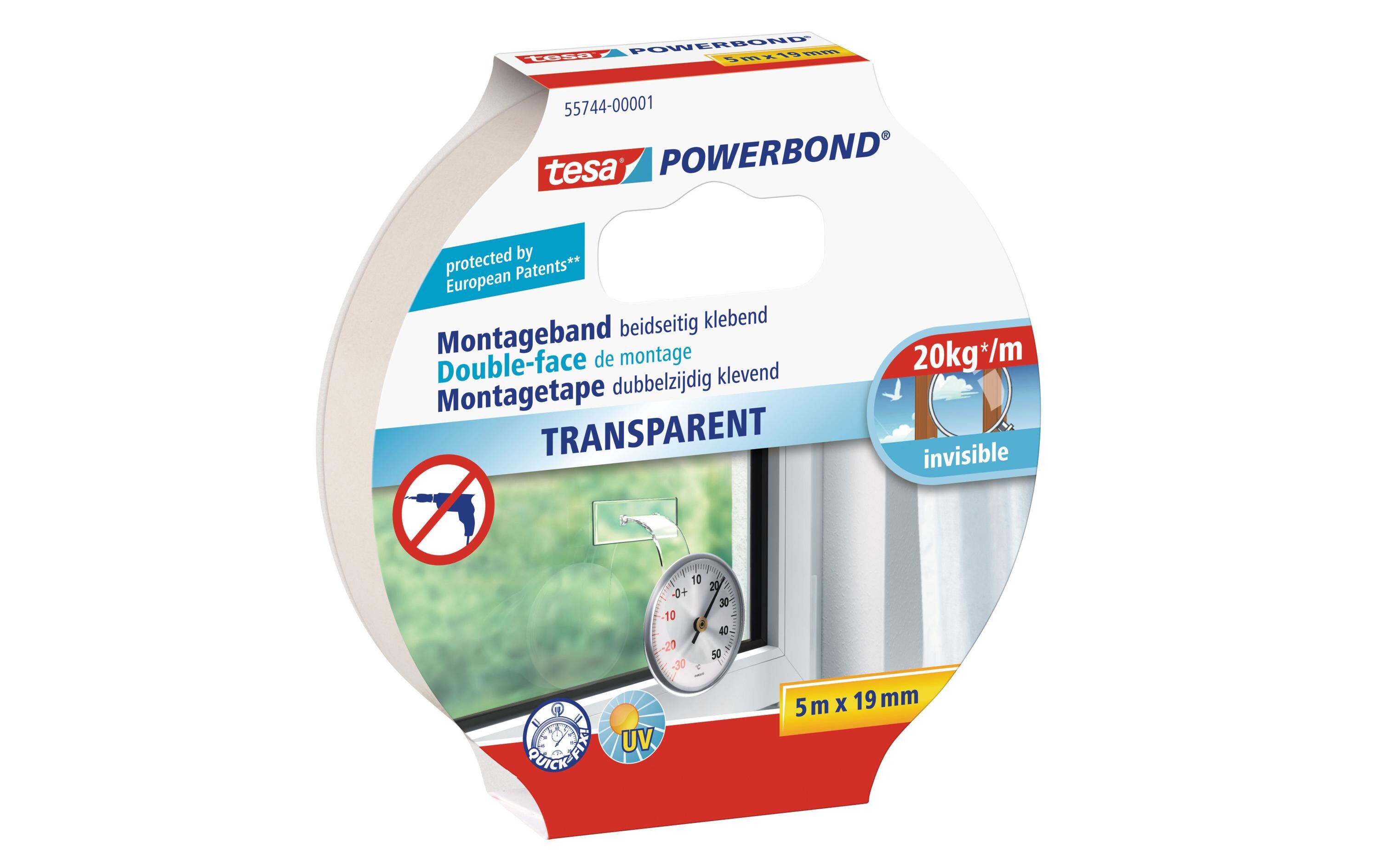Montageband Powerbond 5 m x 19 mm TransparentMontageband, 19 mm x 5 m, transparent