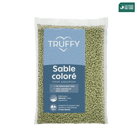 Sable coloré pour aquarium d'eau douce Truffy vert 1Kg