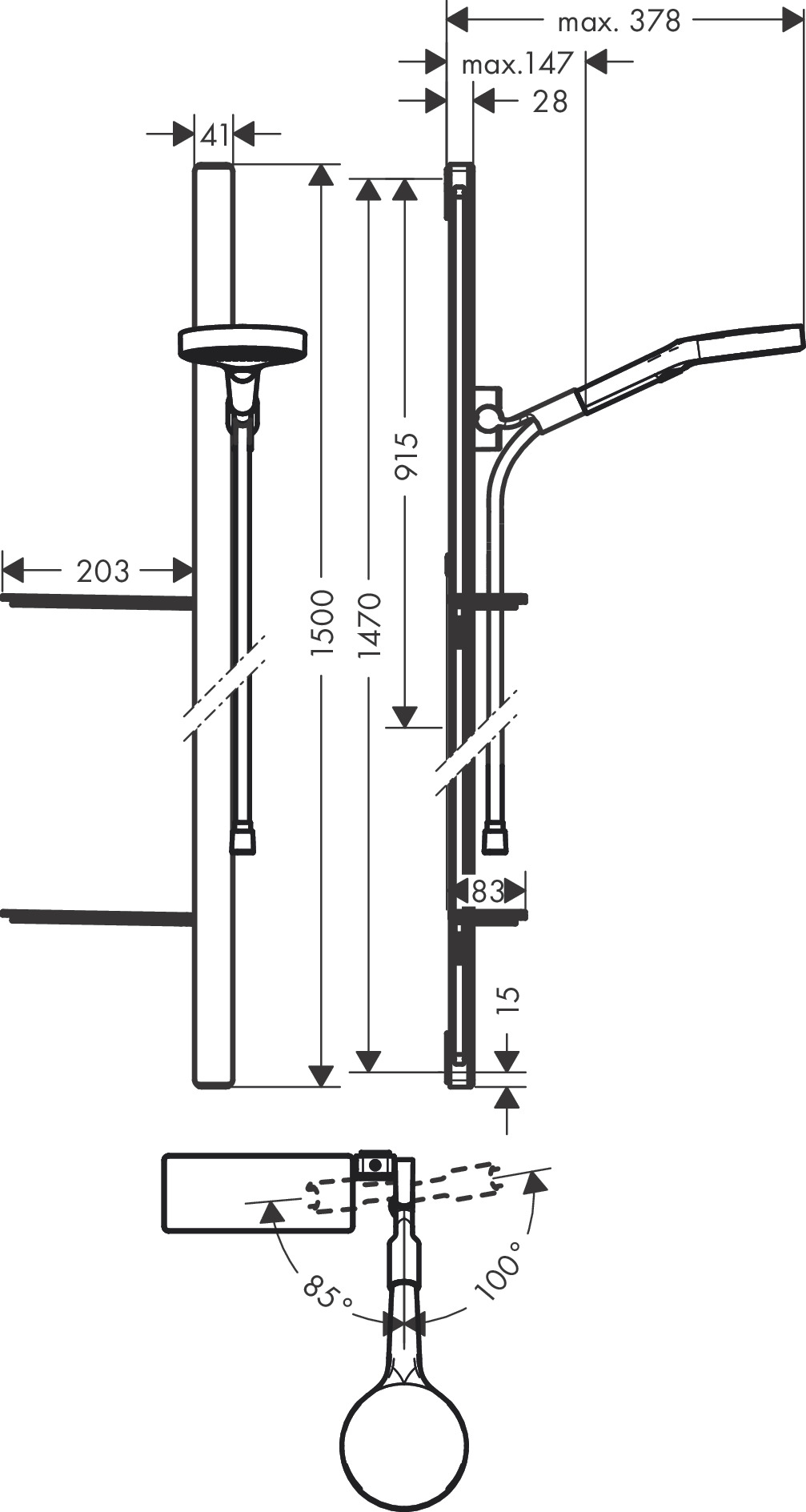 Hansgrohe Rainfinity PowderRain doucheset met 3 standen handdouche en glijstang 150cm chroom