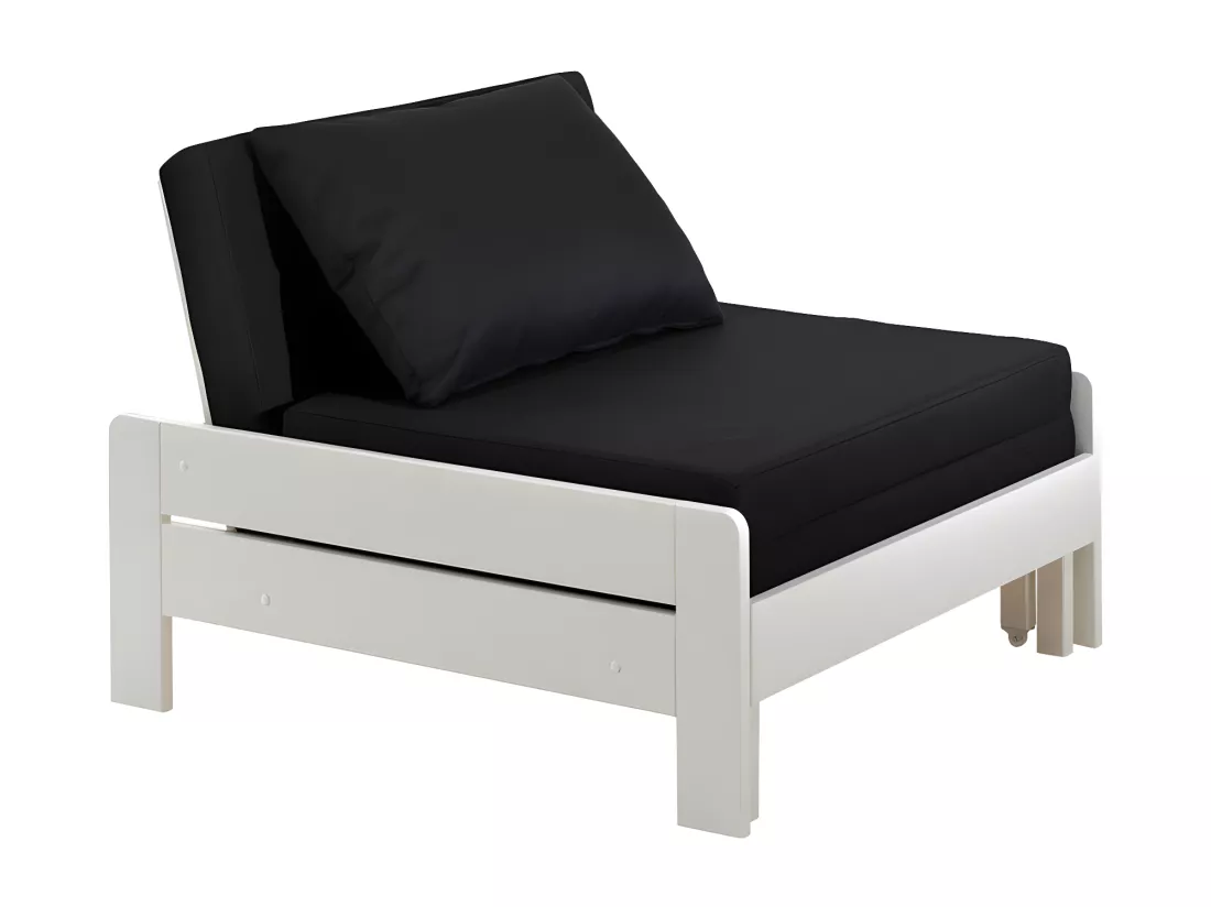 SLEEPY - Fauteuil Convertible d'appoint Laqué Blanc avec Coussins