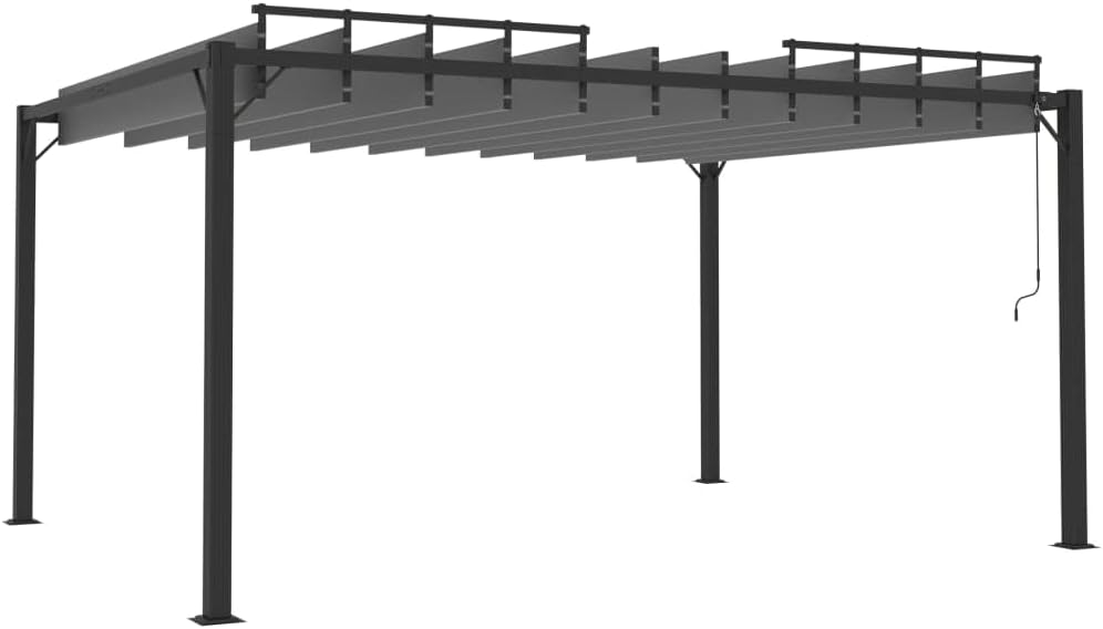 Garten Pavillon Pergola mit Lamellendach 3x4 m Anthrazit Stoff und Aluminium