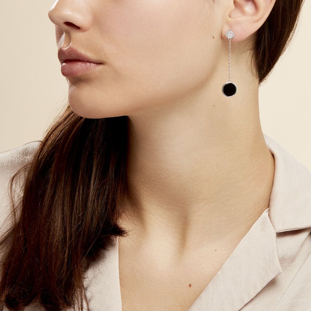 Boucles D'oreilles Pendantes Adonya Argent Céramique Et Oxyde