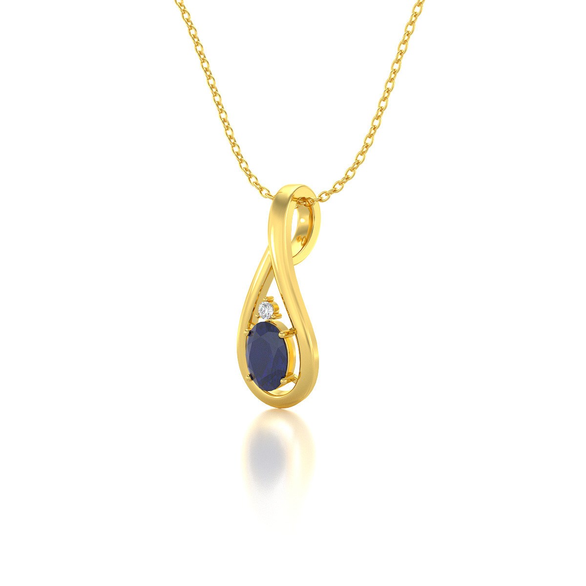Collier Or Jaune Pendentif Saphir & Diamant - Cadeau Fiançailles Inoubliable | Aden