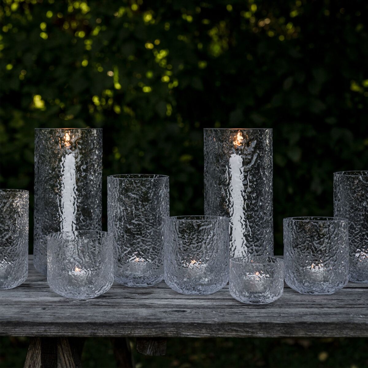 Lyslykt 6 cm, mønstret glass