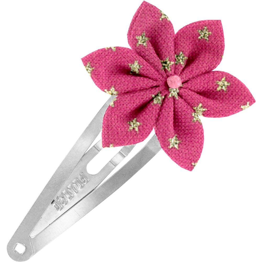 Barrette Clic-Clac Fleur Étoile Etoile Or Fuchsia