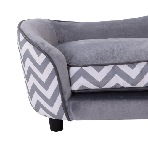 Sofá acolchoado de design exclusivo para animais de estimação na cor cinza.