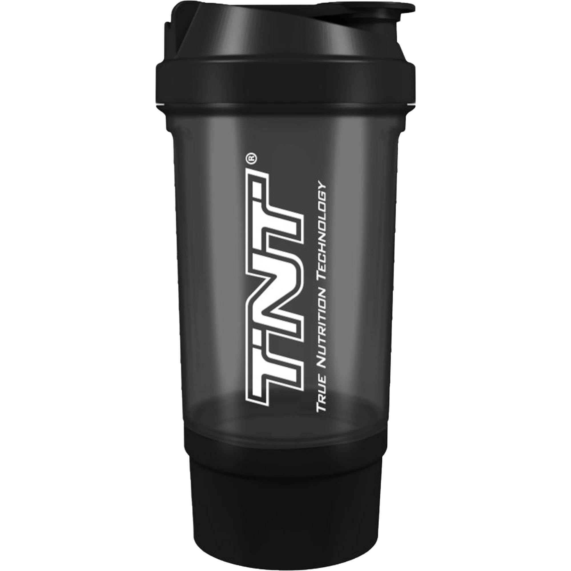 TNT Shaker 600ml mit extra Fach für Proteinpulver oder Kapseln