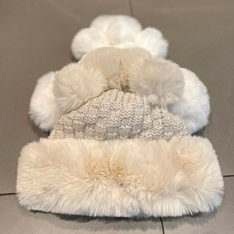 Hatrix - Pom Pom Fluffy Panel Beanie