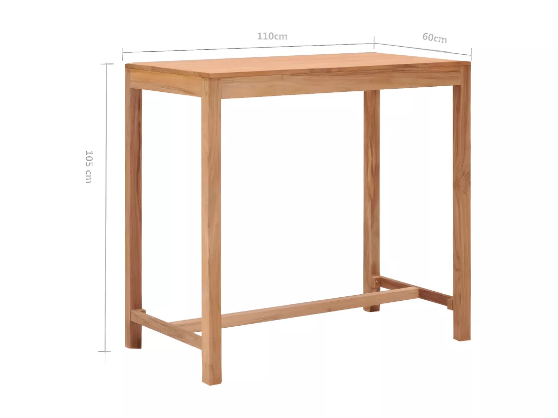 Prolenta Premium - Table de bar de jardin 110x60x105 cm bois de teck solide