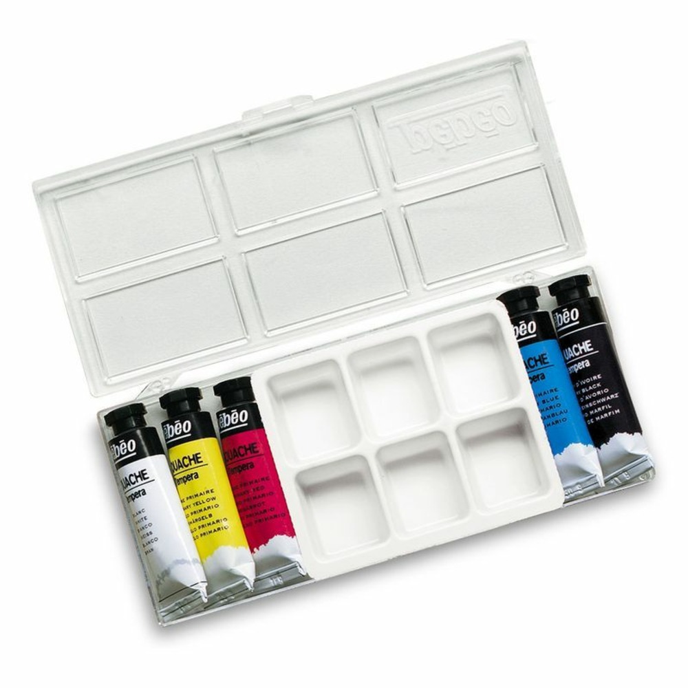 Boîte de 5 tubes de peinture gouache + palette - 5 x 10 ml