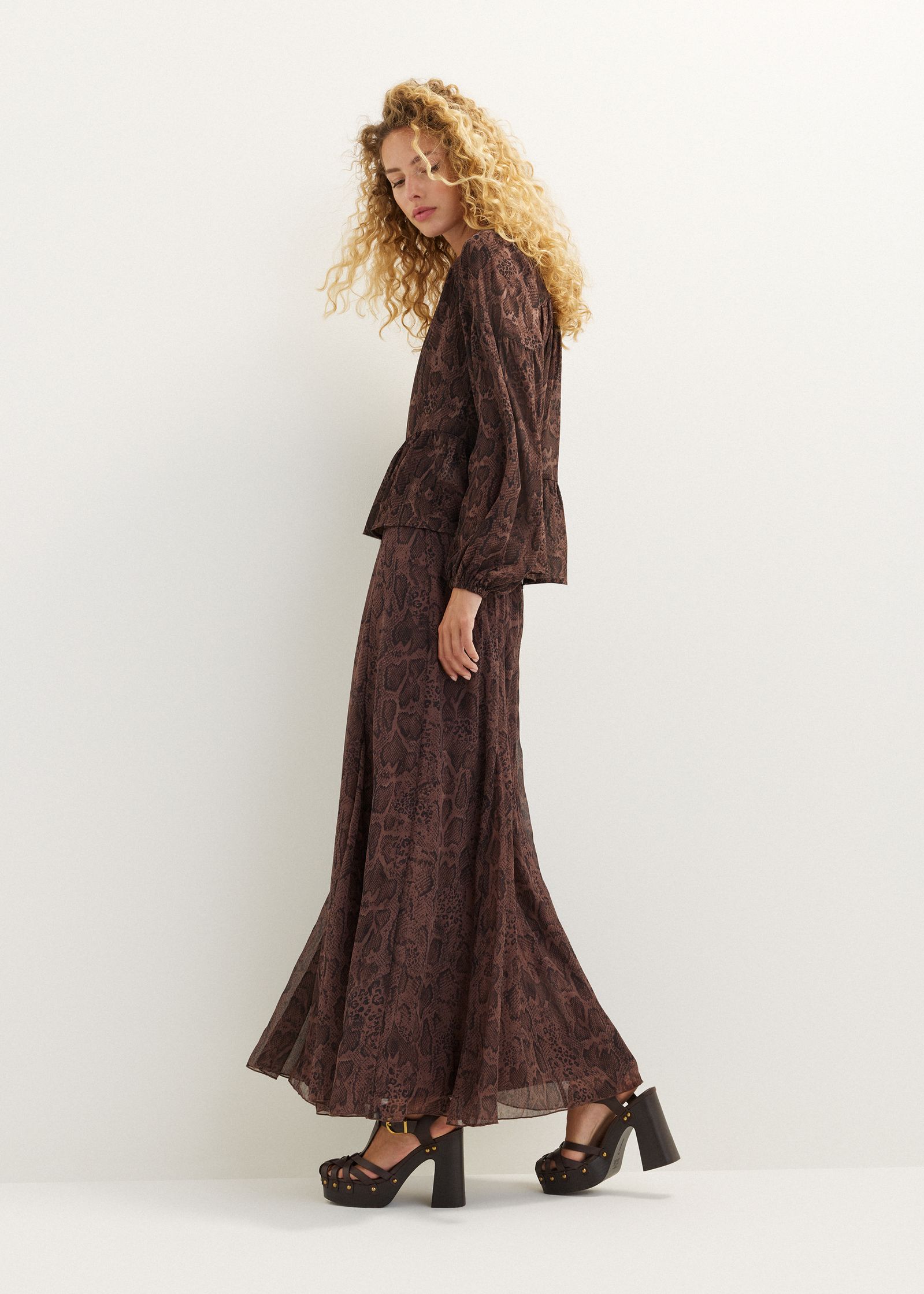 Maxi rok met slangenprint