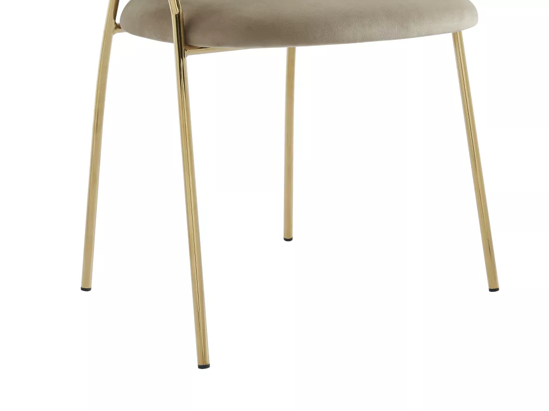 Lot de 6 chaises en velours et métal doré - Beige - MADOLIA de Pascal MORABITO