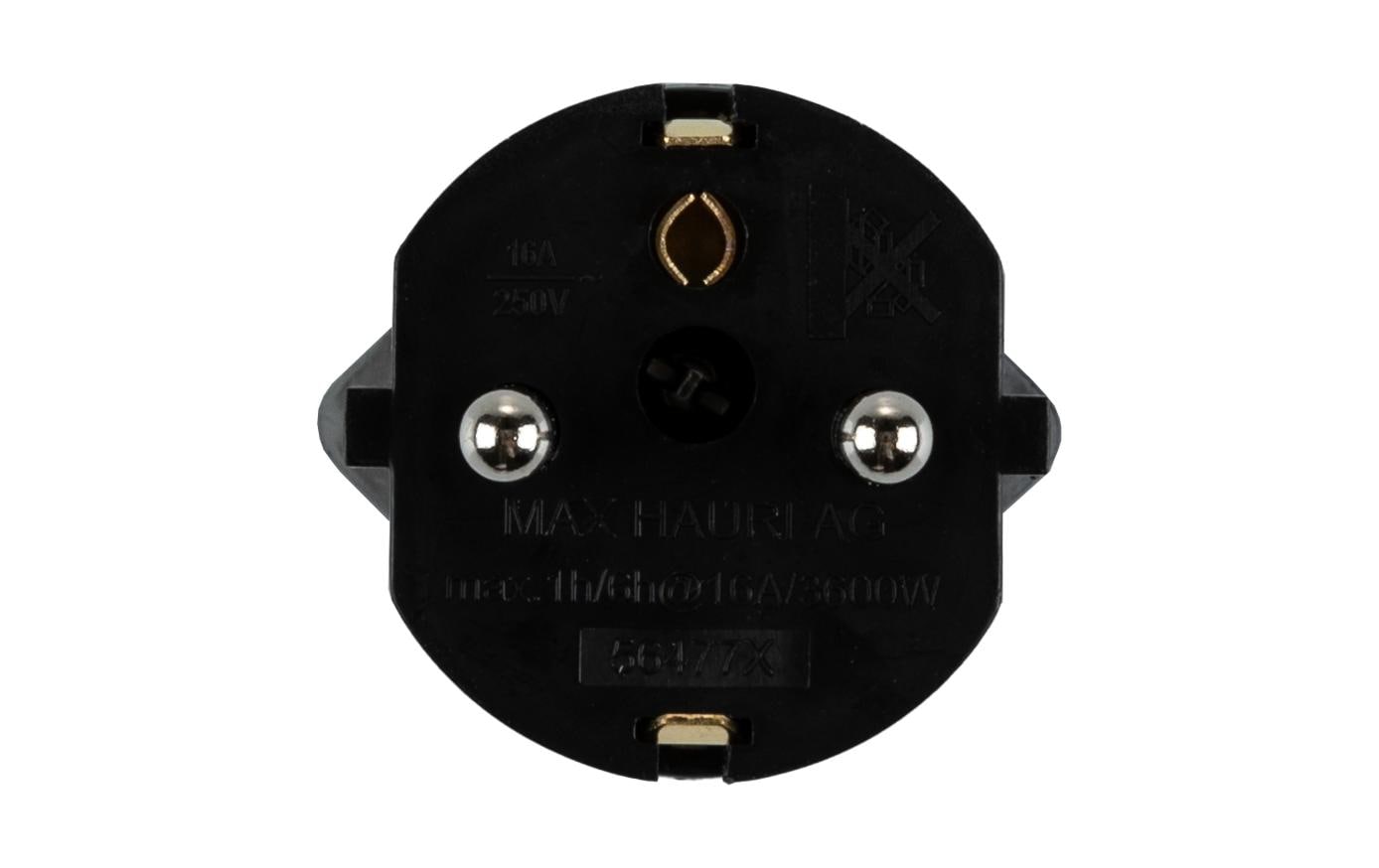 Adapterstecker Schuko Stecker zu T21 Buchse SchwarzAdapter 2-Pol Schweiz T21 auf Schuko Dose