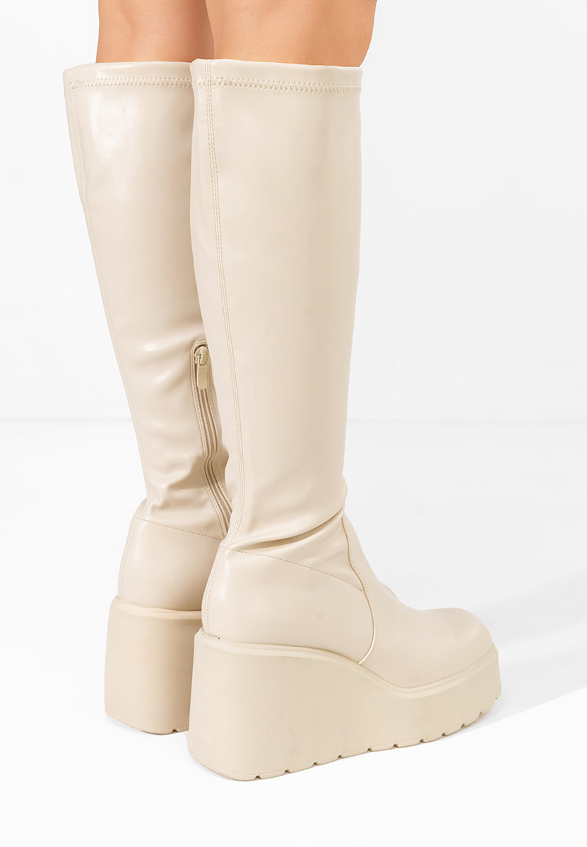 Bottes compensée femme beige Rozalin